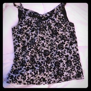 Cute black & white floral sheer tank.